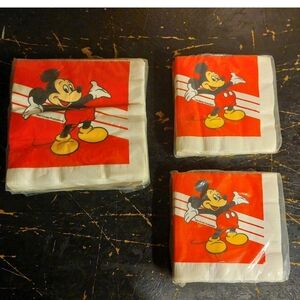 Disney Mickey Mouse Party Napkins Vintage 90s Lot Of 3 New In Package Old Stock
